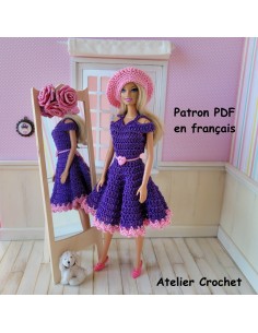 Robe, ceinture et béret patron PDF de crochet pour poupée Barbie