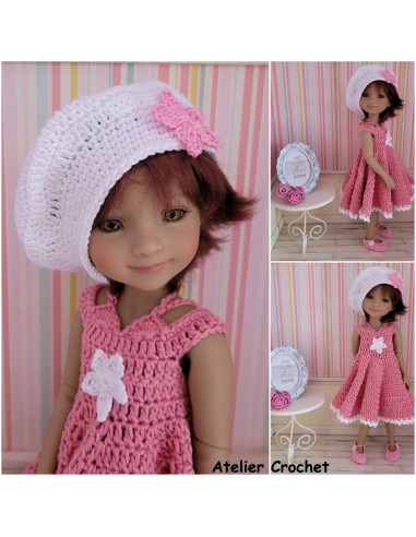 Robe, béret et chaussures patron PDF de crochet pour poupée Ruby Red Fashion Friends