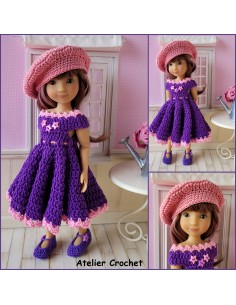 Robe, béret et chaussures patron PDF de crochet pour poupée Ruby Red Siblies 2