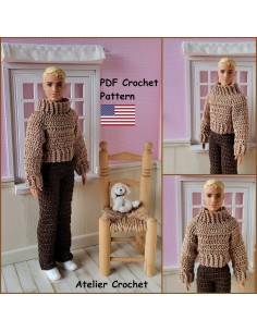 Pantalon et pull patron PDF de crochet pour poupée Ken de Mattel 2