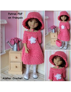 Robe, sac et chapeau patron PDF de crochet pour poupée Ruby Red Fashion Friends