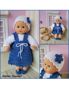 Robe, pull, bonnet et chaussons patron PDF de crochet pour poupon de 30cm 2