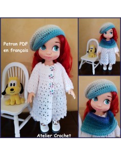 Jupe, manteau, col et béret patron PDF de crochet pour poupée Animator