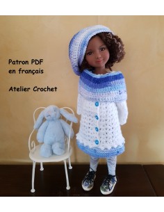 Jupe, manteau, béret et écharpe patron PDF de crochet pour poupée Ruby Red Fashion Friends