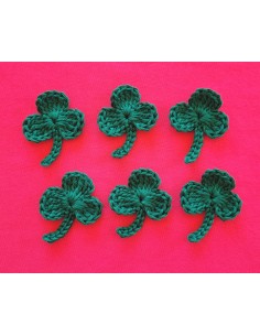 6 appliques trèfles au crochet