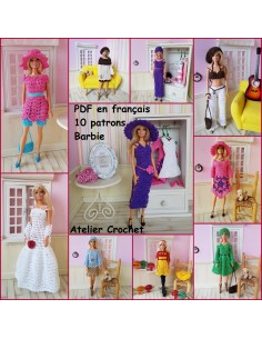 Ebook contenant 10 patrons de tenues pour poupée Barbie