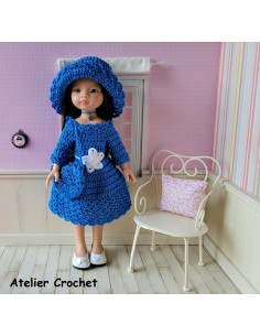 Ensemble robe, ceinture, chapeau et sac au crochet pour poupée Paola Reina Las Amigas