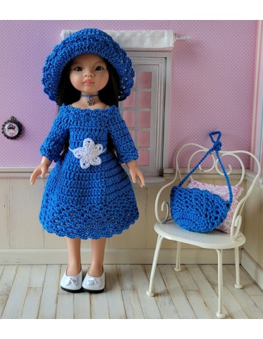 Ensemble robe, ceinture, chapeau et sac au crochet pour poupée Paola Reina Las Amigas