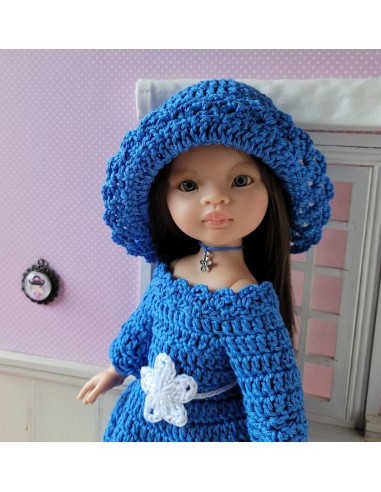 Ensemble robe, ceinture, chapeau et sac au crochet pour poupée Paola Reina Las Amigas