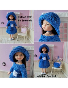 Robe, ceinture, sac et chapeau patron PDF de crochet pour poupée Paola Reina Las Amigas