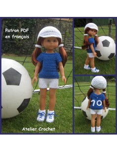 Patron PDF d'une tenue de football au crochet pour poupée Chéries de Corolle ou Paola Reina Las Amigas