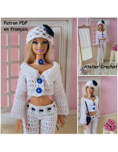 Pantalon, veste, sac et chapeau patron PDF de crochet pour poupée Barbie