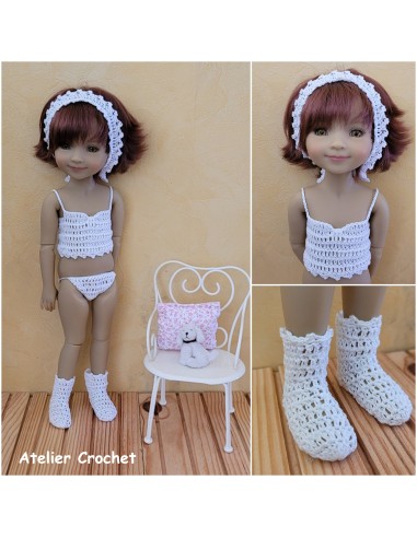 Patron (Tuto) PDF de 4 tenues de lingerie au crochet pour Fashion Friends