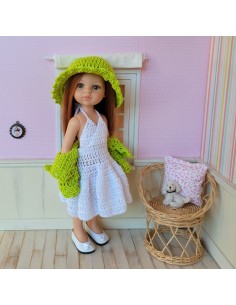 Ensemble robe, boléro et chapeau au crochet pour poupée Paola Reina Las Amigas 2