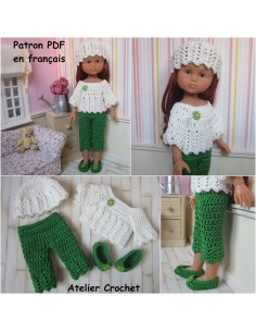 Pantalon, pull, chaussures et bonnet patron PDF de crochet pour Chéries de Corolle ou Paola Reina Las Amigas