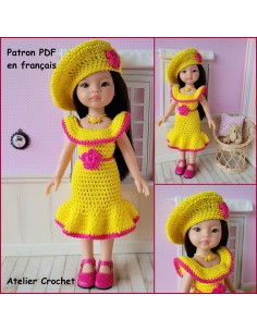 robe et béret patron PDF de crochet pour poupée Paola Reina Las Amigas