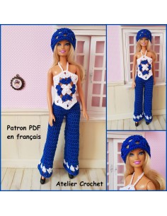 Pantalon, top et bonnet patron PDF de crochet pour poupée Barbie